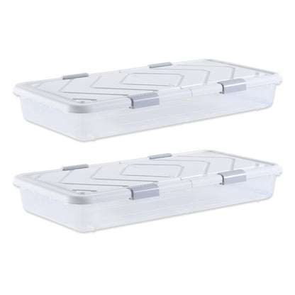 VEVOR Under Bed Storage with Wheels, 39.8 x 20.1 x 5.9 inch Underbed Containers, Underbed Shoes