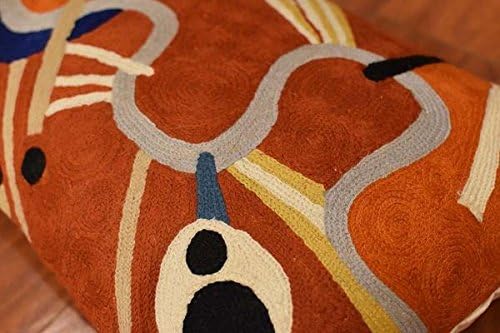 Lumbar Kandinsky Modern Pillow Cover Intuitive Mid Century Chair Cushions Rust Abstract Pillowcase Contemporary Couch Pillowsham Hand Embroidered Cushion Wool Size 14x20