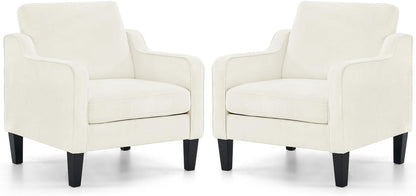 VINGLI Mid Century Modern Accent Chairs Set of 2, Comfy Armchair Chenille Sofa Upholstered Side Reading Chair for Living Room, Bedroom, Play Room, Apartment, Office
