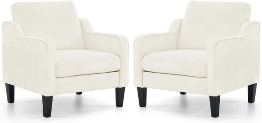 VINGLI Mid Century Modern Accent Chairs Set of 2, Comfy Armchair Chenille Sofa Upholstered Side
