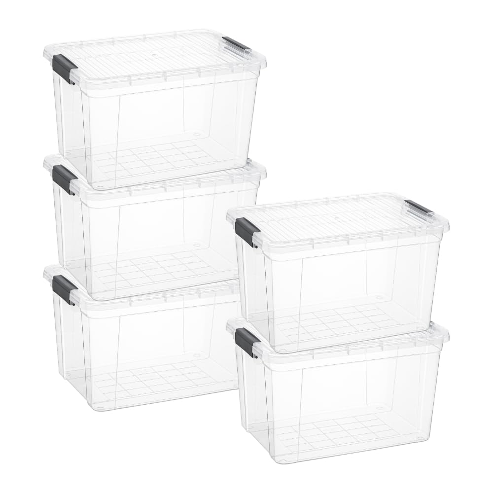 Superio Clear Storage Boxes with Lids, 14.25 Quart Plastic Container Bins for Organizing, Stackable