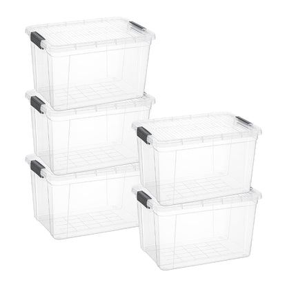Superio Clear Storage Boxes with Lids, 14.25 Quart Plastic Container Bins for Organizing, Stackable