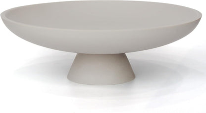 Modern Resin Pedestal Decorative Bowl, Large Fruit Bowl for Kitchen Counter, Stylish Key Bowl for Entryway Table, Grey