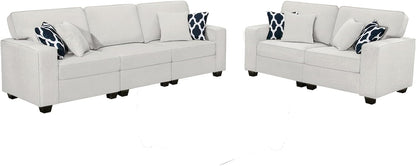 L Lengend Vansen Modular Sectional Sofa U Shaped Couch with Ottoman Modern Reversible Corner Sectional Couch for Living Room (Cream, 2+3)
