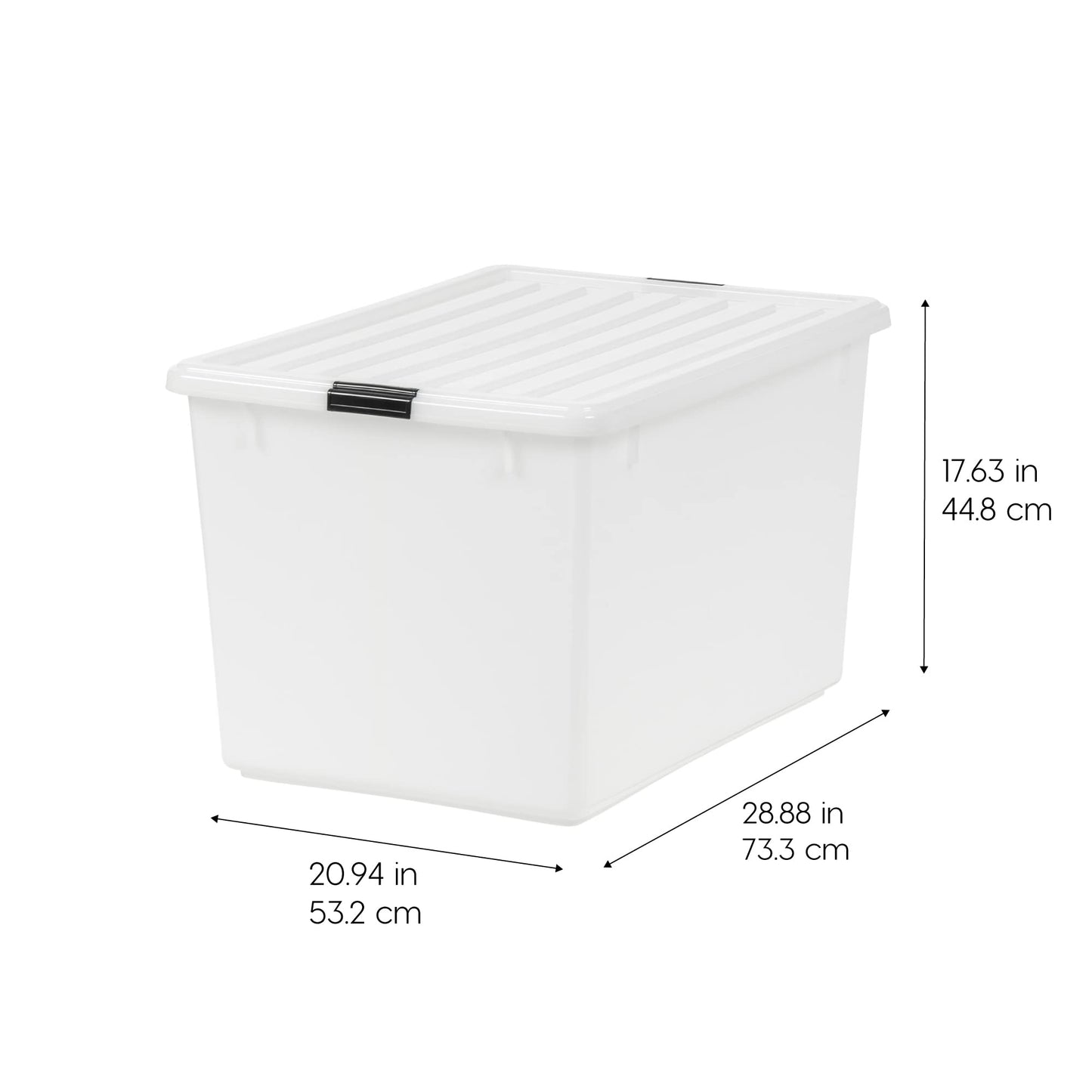 IRIS USA 3-Pack 144 Qt Stackable Storage Bins with Lids, Pearl