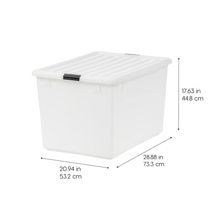 IRIS USA 132 Qt Stackable Storage Bins with Lids, Clear