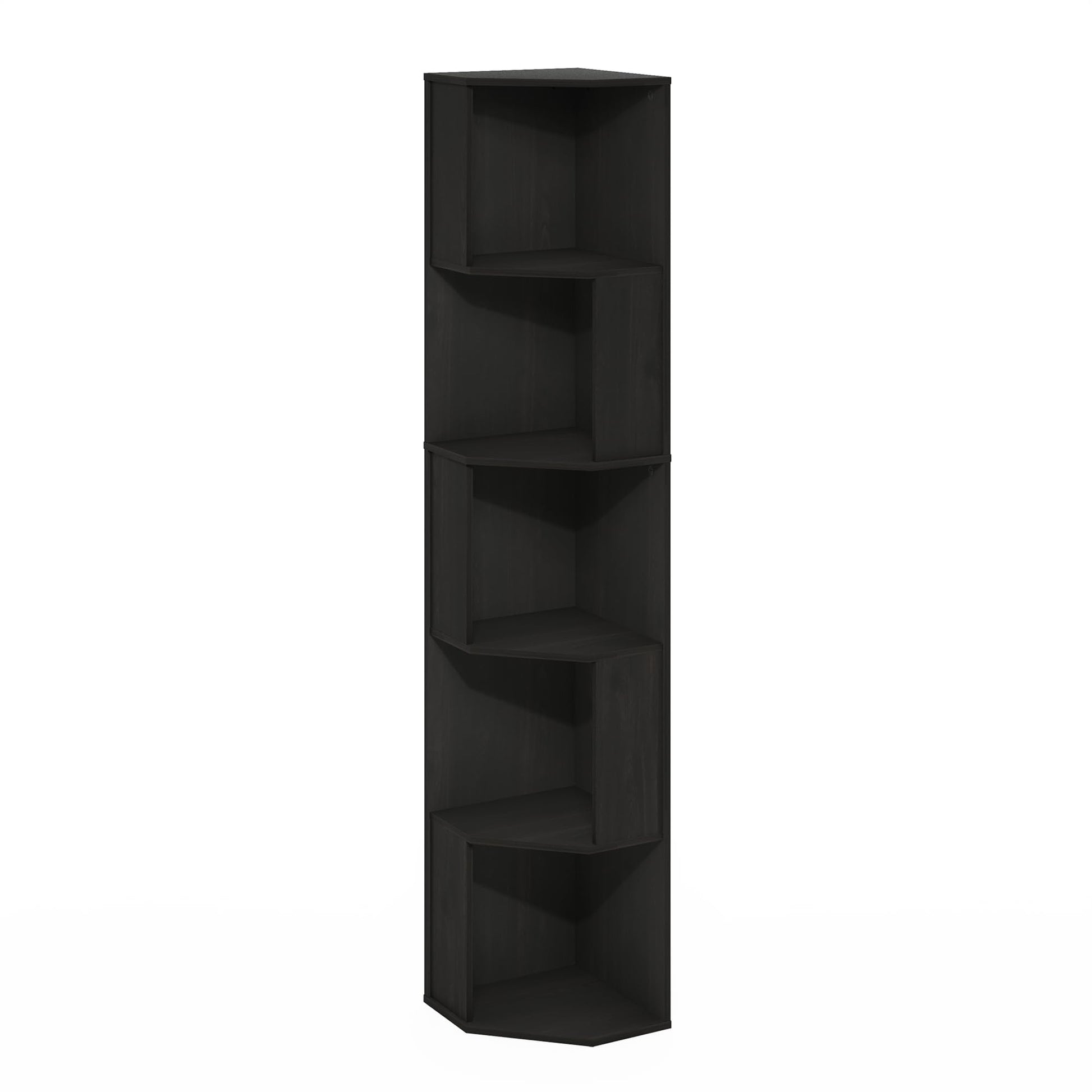 Furinno ECON Corner Shelf, 5-Tier Corner Book Shelf, Standing Storage Shelves, Cube Display Rack