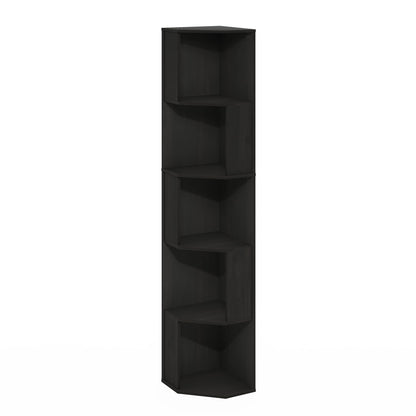Furinno ECON Corner Shelf, 5-Tier Corner Book Shelf, Standing Storage Shelves, Cube Display Rack