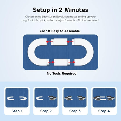 Full Set - Dark Gray - The First Patented Lazy Susan Turntable Expandable for Rectangular & Oblong Tables - Kitchen & Dining Tables - Great Gift! Parties & Gatherings.