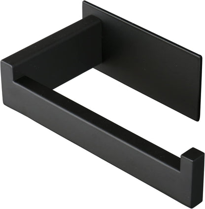 Toilet Paper Holder, Self Adhesive Tissue Holder Stainless Steel Rustproof Paper Roll Holder, No Drilling Easy to Install, Toilet Paper Rack Suitable for Office, Bathroom (Matte Black)