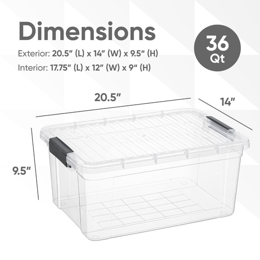 Superio Storage Bins with Lids, Clear Plastic Containers for Organizing, Stackable Totes, BPA Free