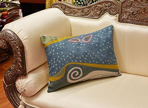 Lumbar Blue Klimt Throw Pillow Cover Art Nouveau Pillowcase Modern Couch Cushion Contemporary Pillowsham Mid Century Chair Farmhouse Cushions Handmade Wool Size 14x20