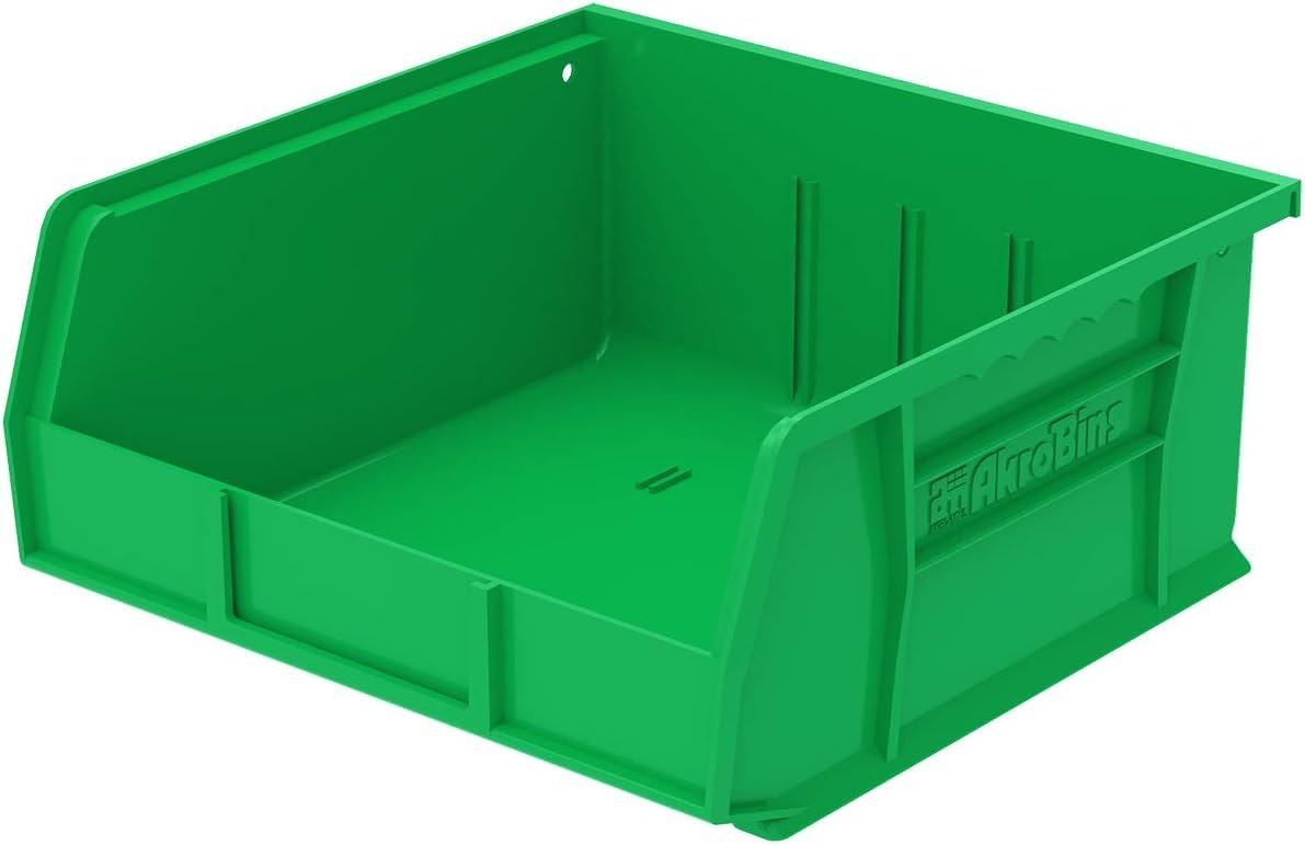 Akro-Mils 30235 AkroBins Plastic Storage Bins, 11"x11"x5", Green, 6-Pack