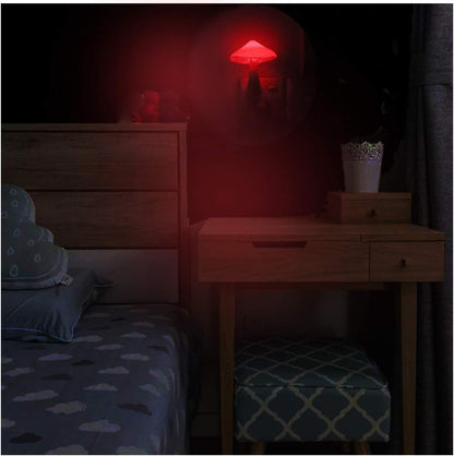 2 Pcs LED Night Light Plug in Nightlight Wall Lamp, Mushroom Night Light Mini Magic Night Lights for Adults Kids Bedroom, Bathroom,Toilet,Stairs,Kitchen,Hallway Red Led Light