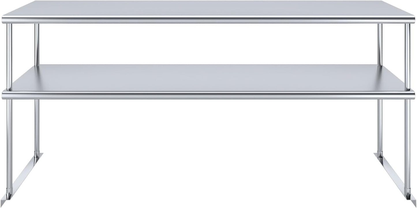 AmGood Stainless Steel Double-Tier Shelf | Work Table Overshelf | NSF Certified | Fits Over Tables | Many (72 in. Long x 18 in. Deep)