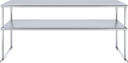 AmGood Stainless Steel Double-Tier Shelf | Work Table Overshelf | NSF Certified | Fits Over Tables | Many (72 in. Long x 18 in. Deep)