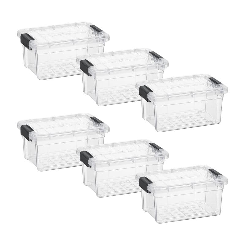 Superio Clear Storage Boxes with Lids, 3.5 Quart Plastic Container Bins for Organizing, Stackable