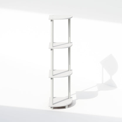 Furinno Turn-N-Tube Corner Shelf, 4-Tier Corner Bookshelf, White