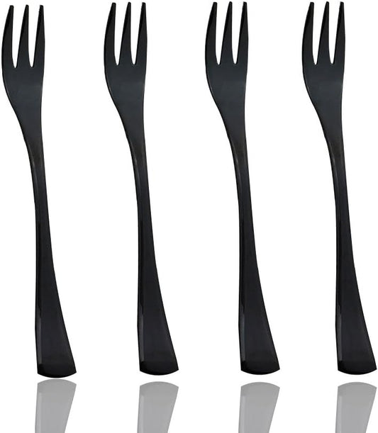 JASHII 18/10 Stainless Steel 4 Piece Mirror Polished Black Cake Fork Pie Fork Black Server Utensil