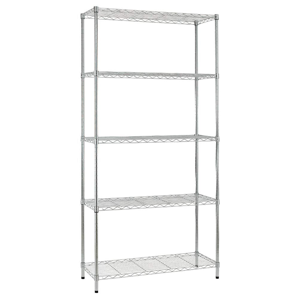 BestOffice 5 Tier Wire Shelving Unit Storage Shelves Metal Wire Shelf Storage Rack Adjustable