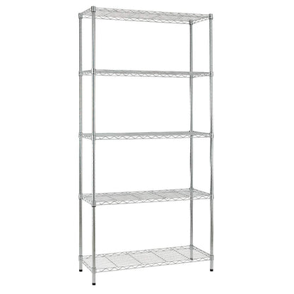 BestOffice 5 Tier Wire Shelving Unit Storage Shelves Metal Wire Shelf Storage Rack Adjustable