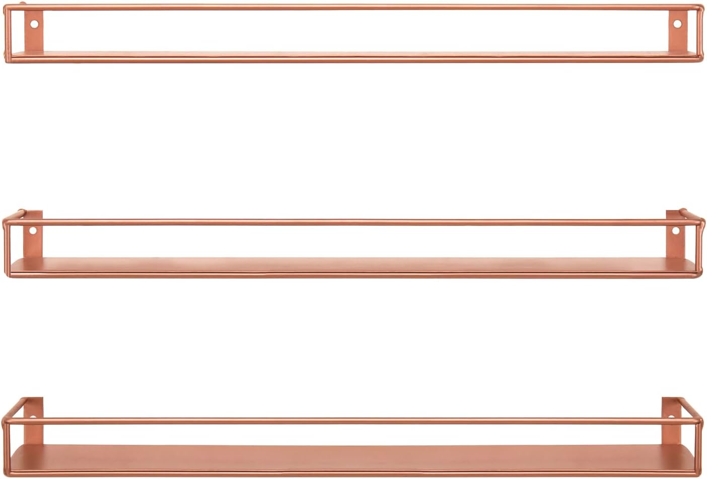 MyGift Modern Copper Metal Wall Mounted Display Racks, Set of 3