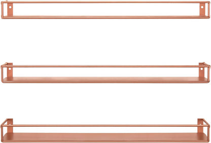 MyGift Modern Copper Metal Wall Mounted Display Racks, Set of 3
