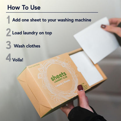 Sheets Laundry Club Laundry Detergent Sheets, 100 Loads - Fresh Linen Scent, Eco-Friendly, Quick-Dissolving Formula, Hypoallergenic, Septic Safe, Plastic-Free Packaging - 50 Sheets