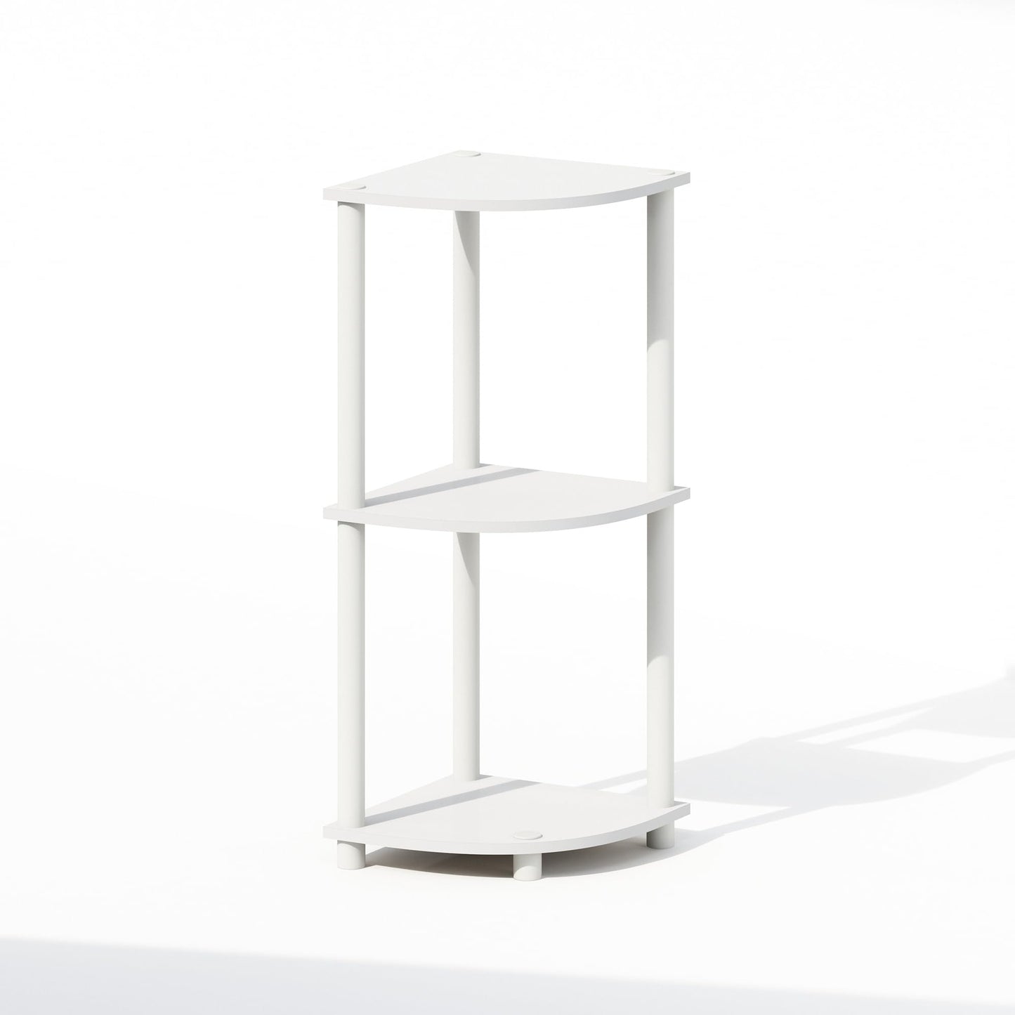 Furinno Turn-N-Tube Corner Shelf, 3-Tier Corner Bookshelf, White