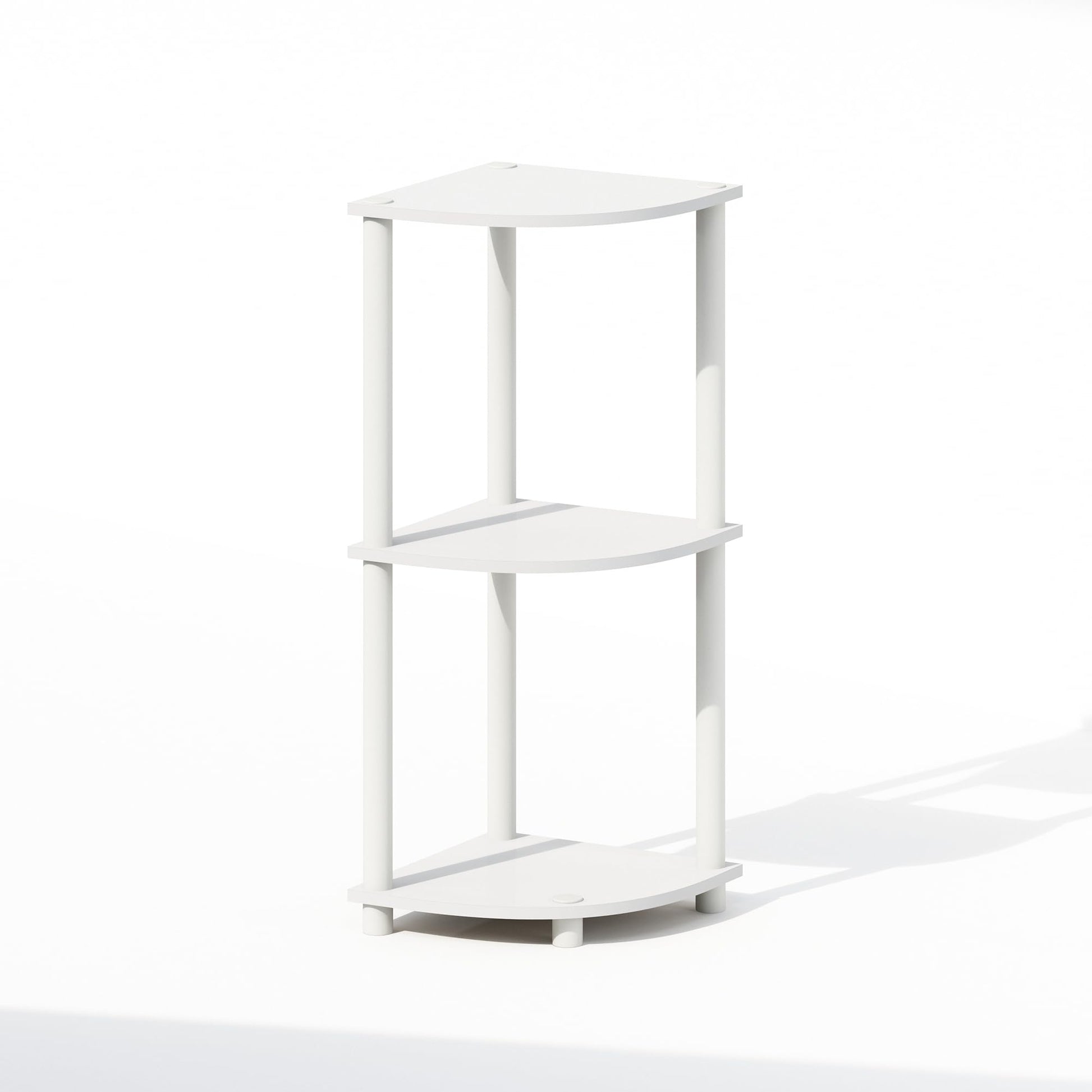 Furinno Turn-N-Tube Corner Shelf, 3-Tier Corner Bookshelf, White