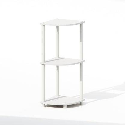 Furinno Turn-N-Tube Corner Shelf, 3-Tier Corner Bookshelf, White