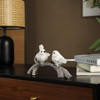 Resin Love Birds on Branch - 9.8 Inch Couple Bird Statue, Romantic Home Decor Gift for Valentine's Day, Wedding, Anniversary - Desk, Shelf, Bedroom, Office and Garden Decor