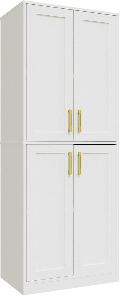 Storage Cabinet, Kitchen Pantry with Doors & Shelf, Tall Storage Cabinet for Bathroom, Living Room, Entryway,White