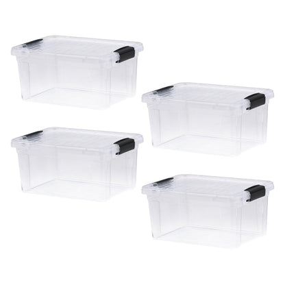Superio Storage Bins with Lids- 4 Pack, 6.6 Qt Clear Boxes for Organizing, Stackable Plastic