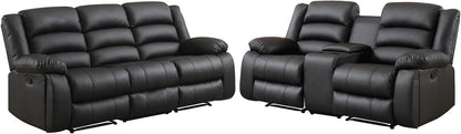 EBELLO Faux Leather Manual Recliner Sofa Set, Loveseat Reclining Sofa and 3 Seat Recliner Sofa, Couch Set for Living Room, Bedroom, Meeting Room, Black (Loveseat+Sofa)