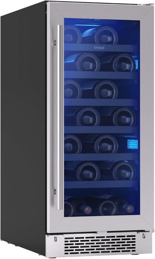 Zephyr Brisas 15 Inch Slim Wine Fridge Single Zone Under Counter - Narrow Mini Wine Cooler Small