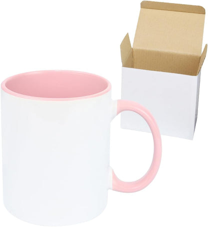 11oz Ceramic Sublimation Coffee Mug in White Gift Box, Case of 36 (Pink)