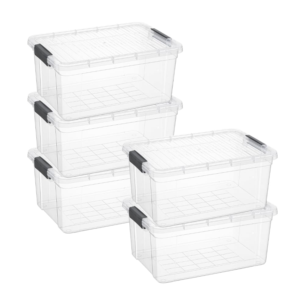 Superio Storage Bins with Lids, Clear Plastic Containers for Organizing, Stackable Totes, BPA Free