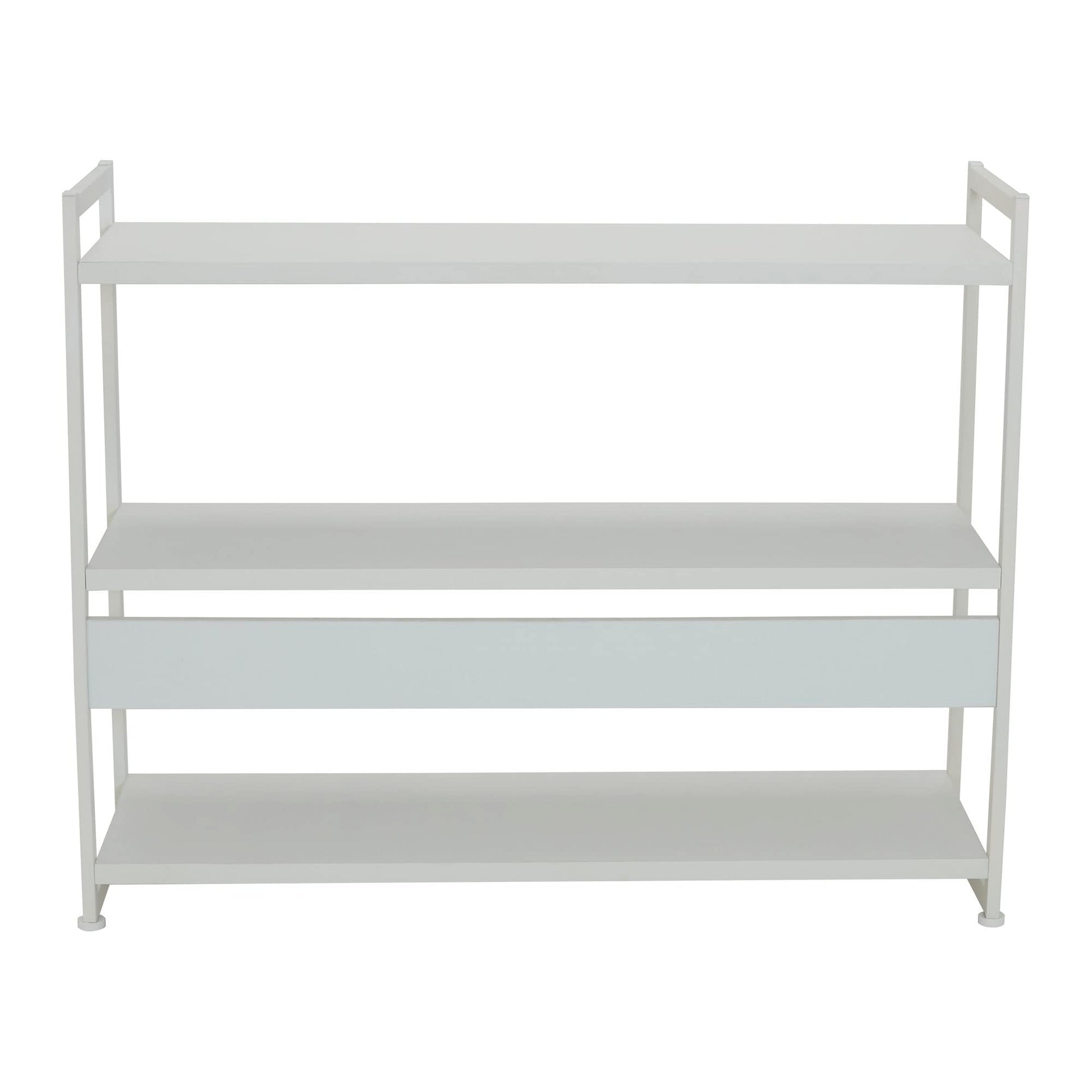 Household Essentials Jamestown Wide 3 Shelf Open Storage Bookshelf Scandinavian White and White