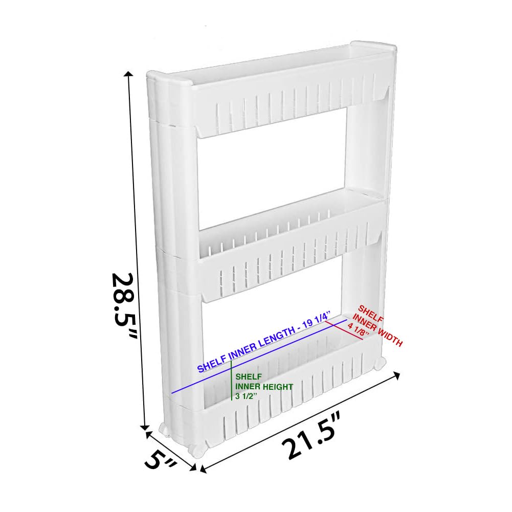 Modern Home Narrow Sliding Storage Organizer Rack - Laundry/Bathroom/Kitchen Portable Storage