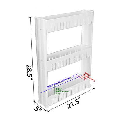 Modern Home Narrow Sliding Storage Organizer Rack - Laundry/Bathroom/Kitchen Portable Storage