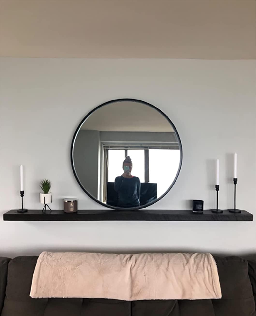 joelsantiques - 48 Inch Wooden Floating Shelves for Wall - 48x6x2 in - Made of Natural Wood - Long Heavy Duty Rustic Wall Shelves for Bedroom - Perfect for Living Room, Kitchen - Mocha