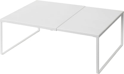 Nxconsu Cabinet Shelf Expandable Organizer Riser Rack for Kitchen Pantry Cupboard Under Sink Countertop Home Organization Extra Storage Space Saver Heavy Duty Metal Edgeless Design White Extra Large