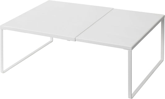 Nxconsu Cabinet Shelf Expandable Organizer Riser Rack for Kitchen Pantry Cupboard Under Sink Countertop Home Organization Extra Storage Space Saver Heavy Duty Metal Edgeless Design White Extra Large