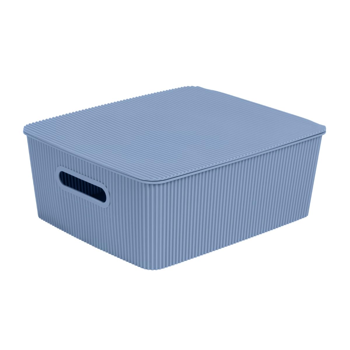 Glad Storage Baskets with Lids - Set of 4 Stackable Plastic Boxes with Handles - Decorative Shelf