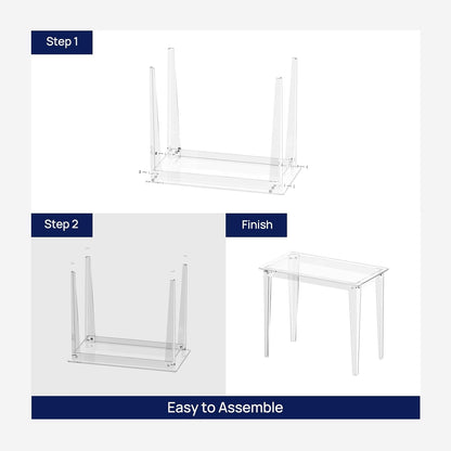 HMYHUM Small Acrylic Computer Desk, 35.4 Inch, Clear Study Desk for Home Office, Writing, Vanity, Modern, Easy Assembly, 19.7" W x 29.5" H, Right-Angle Legs Design