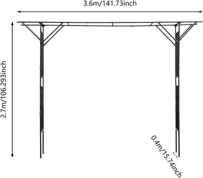 Garden Trellis for Climbing Plants,Outdoor Garden Arch Arbor Trellis,Steel Garden Trellis Wedding Arches for Ceremony Decoration 11.81x1.31x8.86ft (Black)