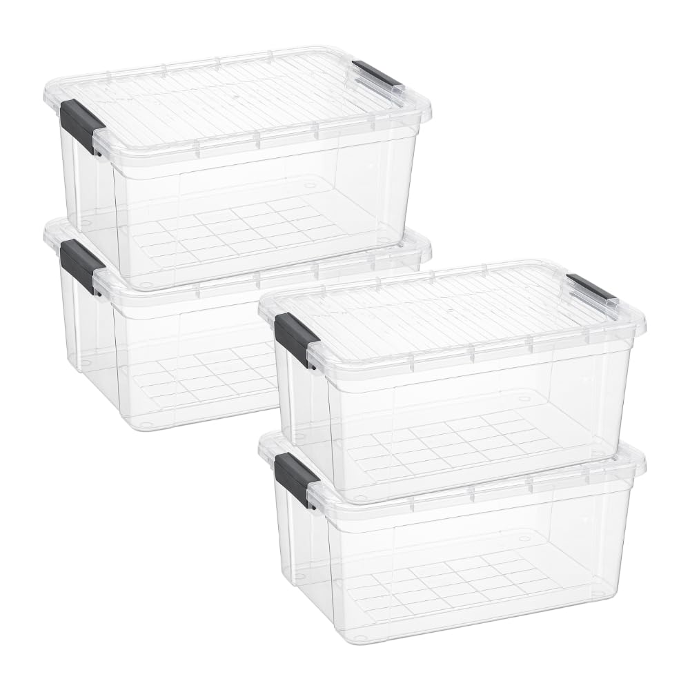Superio Storage Bins with Lids, Clear Plastic Containers for Organizing, Stackable Totes, BPA Free