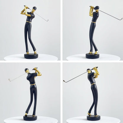 HAUCOZE Golf Figurine Statue Golfer Decoration Arts Home Decor Sculpture Polyresin Black 9.6 inch