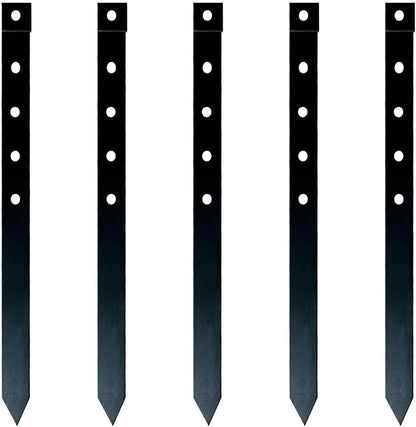 24Pcs Metal Garden Landscape Edging Stakes Black,10in anchoring Stakes Landscape Anchoring Spikes for Terrace Board, Grass Barrier, Landscape Edging Coil, Garden Liner, Bender Board